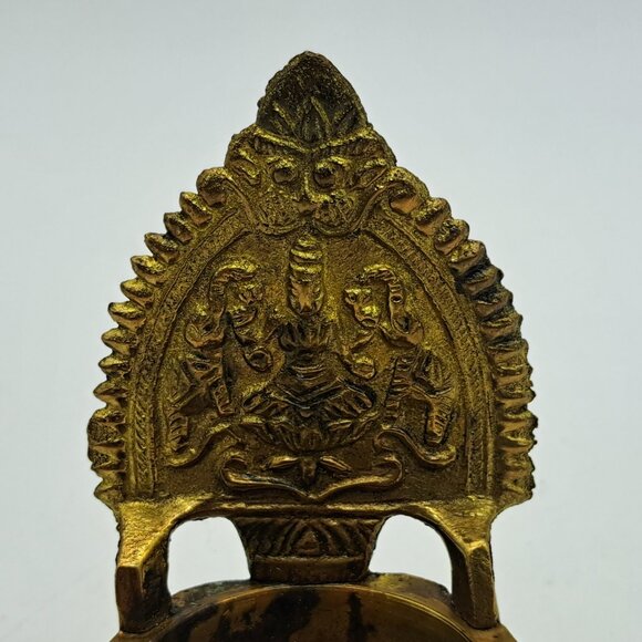Vintage Brass Diya Lamp Kamakshi - Picture 8 of 11